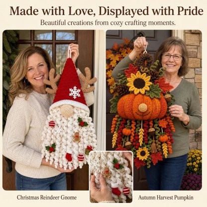 ⏳ Last Day 49% OFF – 🧶 DIY Seasonal 3D Crochet Door Hanger Kit Collection | Coordinated Yarn, Filling, Accessories & Step-by-Step Instructions Included 💕