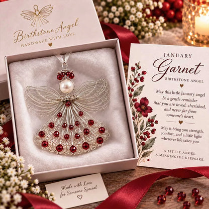 ⏳ Last Day 48% OFF – 👼Handmade Birthstone Angel Wire Ornament |12 Meaningful Birthstone Colors with Keepsake Card ✨