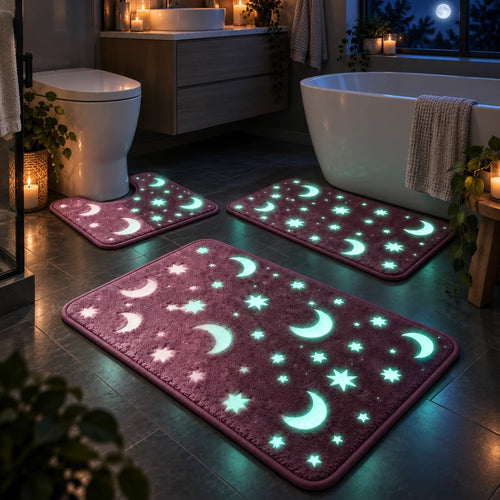 🌙 Glow-in-the-Dark Moon & Star Bathroom Mat