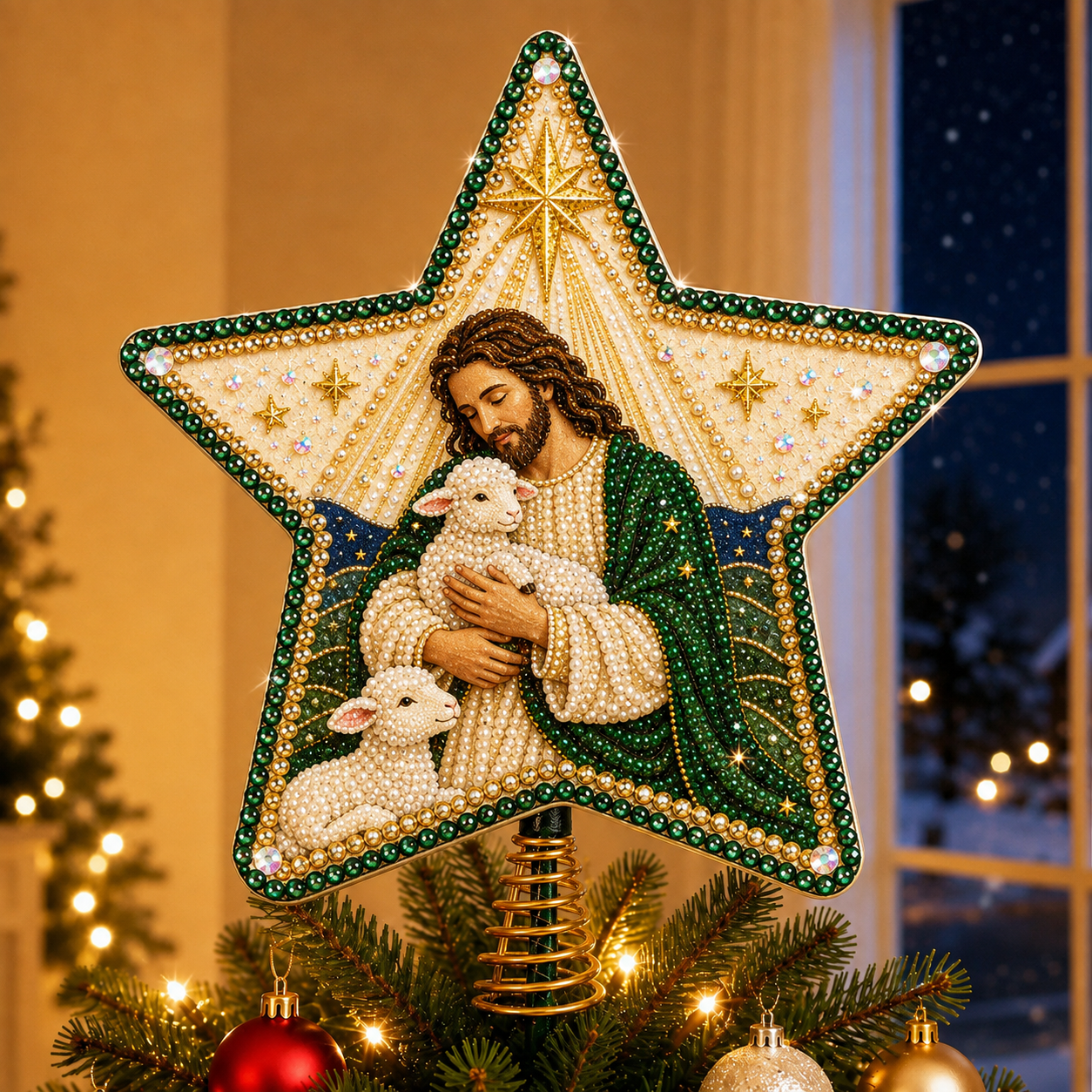 🔥🔥Christian Faith Pearl Diamond Art Christmas Tree Topper Kit⭐