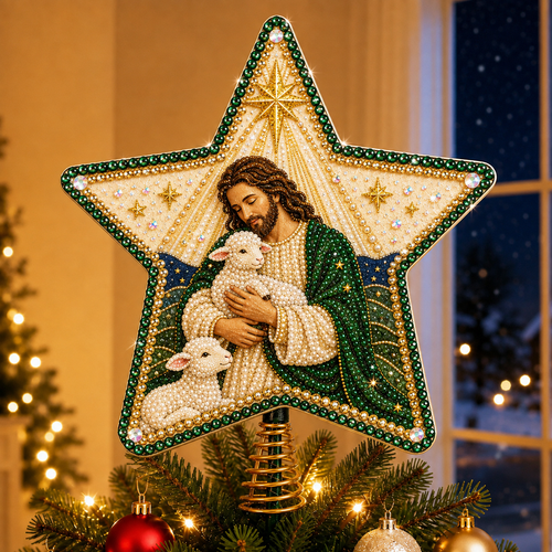 🔥🔥Christian Faith Pearl Diamond Art Christmas Tree Topper Kit⭐