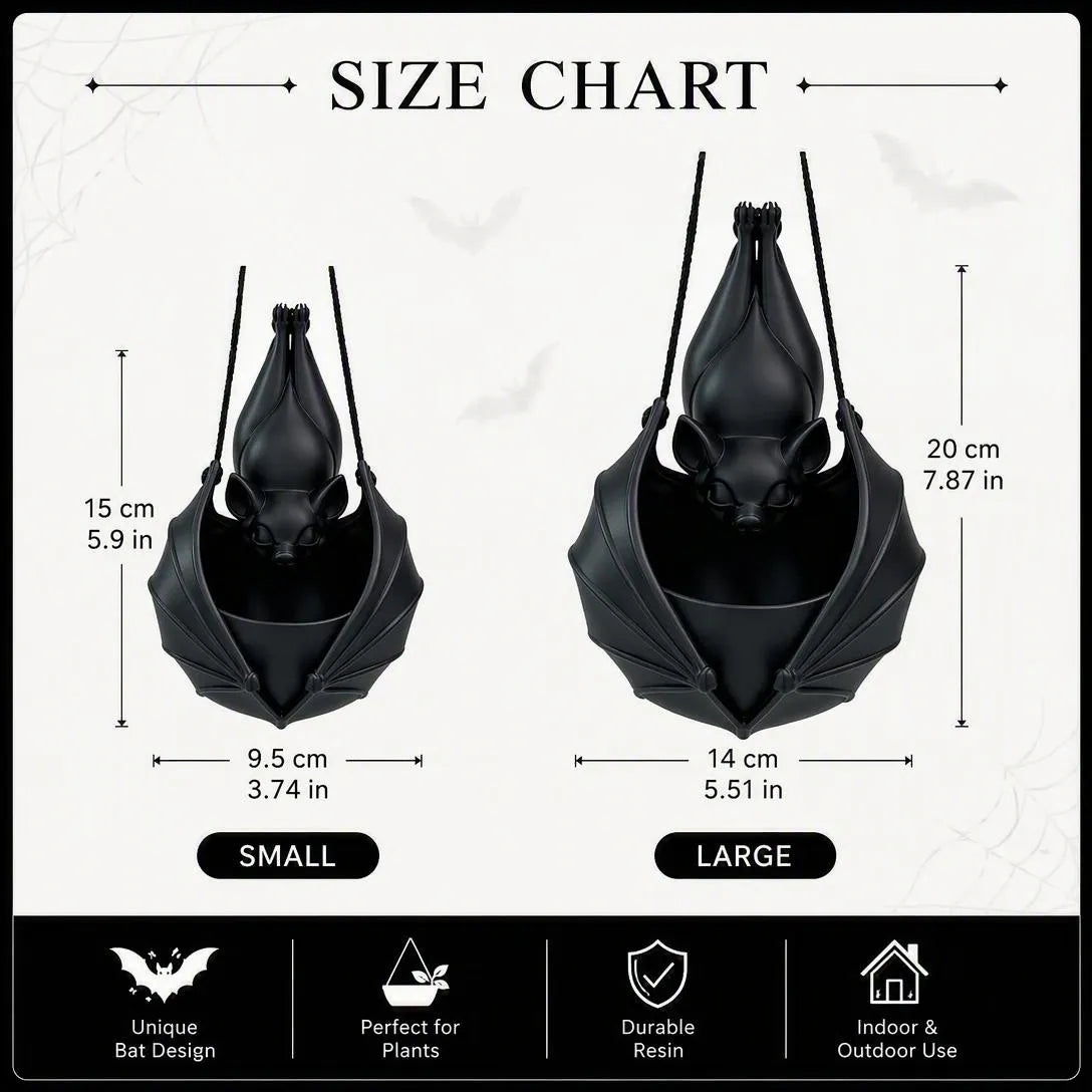 Gothic Bat Hanging Planter For Halloween Decor