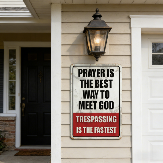 🎖️Retro Iron "Prayer & Trespassing" Wall Plaque(8 x 12 IN)