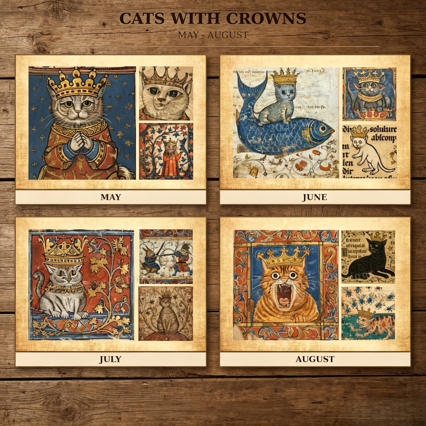 Medieval Cats with Crowns Calendar 2027