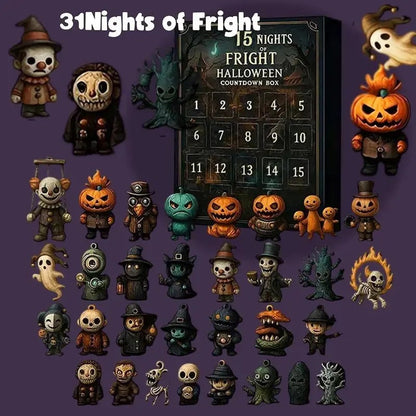 2026 Halloween Countdown Advent Calendar Gift Box - 31 Nights of Fright Blindbags Surprise Set, Scary Doll Collectible Minifigures, Hanging Charms, Mini Decorations, Festive Horror Vibe Gift for Horror Lovers with Daily Halloween Surprise