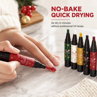 6-Color Christmas Nail Polish Pen Set
