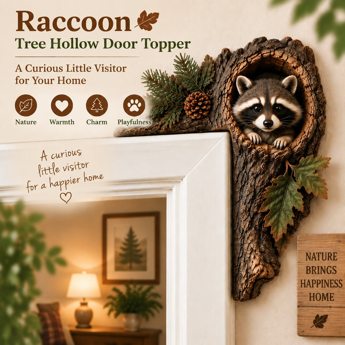 ⏰LAST DAY 49% OFF 🐿️ 3D Chipmunk Tree Hollow Door Topper | Woodland Animal Doorway Decor For Cozy Nature Homes
