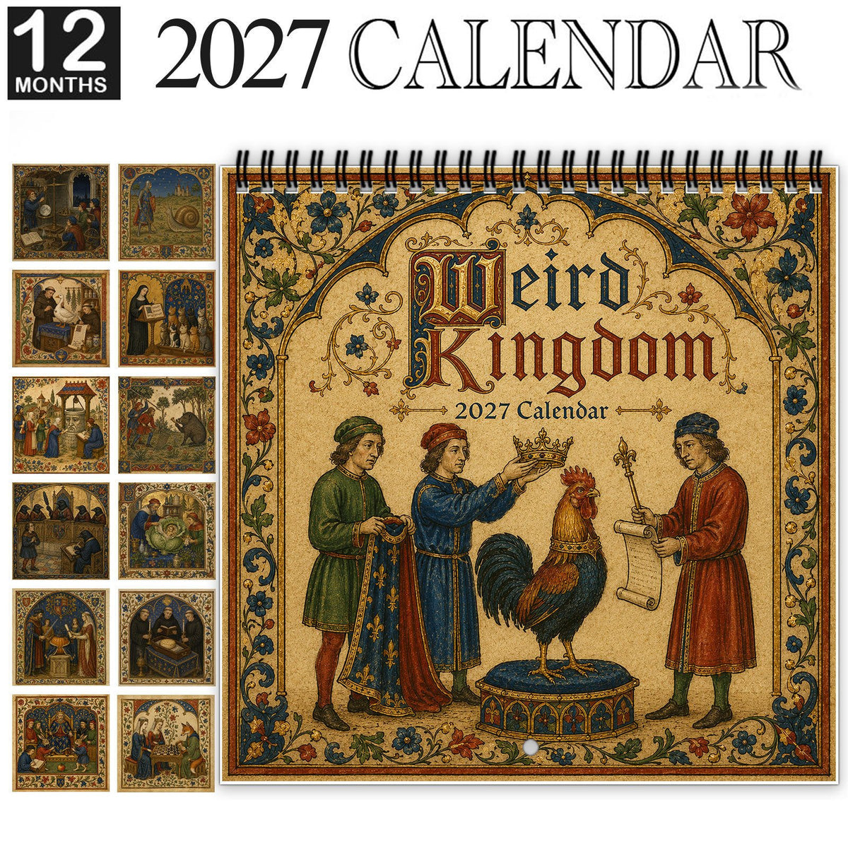 🔥LAST DAY 48% OFF - 👑Weird Kingdom 2027 Wall Calendar – 12 Months of Curious Portraits & Whimsical Moments