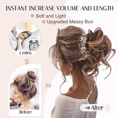 💗Messy Curly Hair Bun Scrunchie Extensions