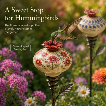 🌿 Vintage Ceramic Garden Stake – Handcrafted Floral Charm for Your Flower Beds 🌺