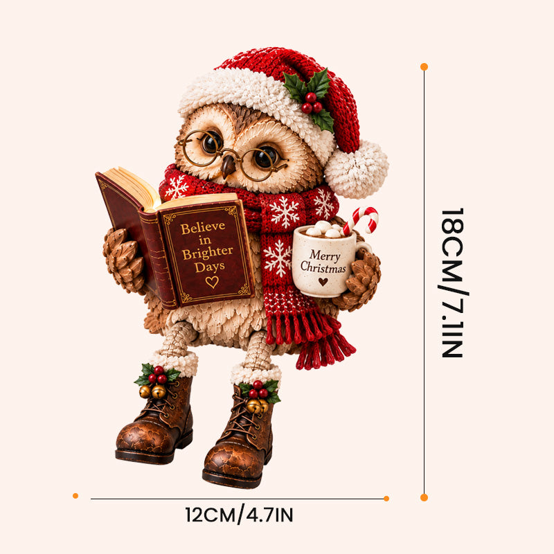 🦉📚 Owl Figurine — Bookish Charm with Glasses, Book & Cozy Details