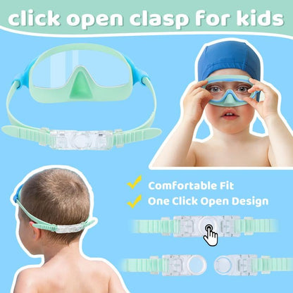 🏊‍♀️Buy 1 Get 1 Free🏊‍♀️-HD children's large frame waterproof and anti-fog swimming goggles