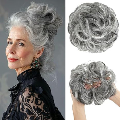 💗Messy Curly Hair Bun Scrunchie Extensions
