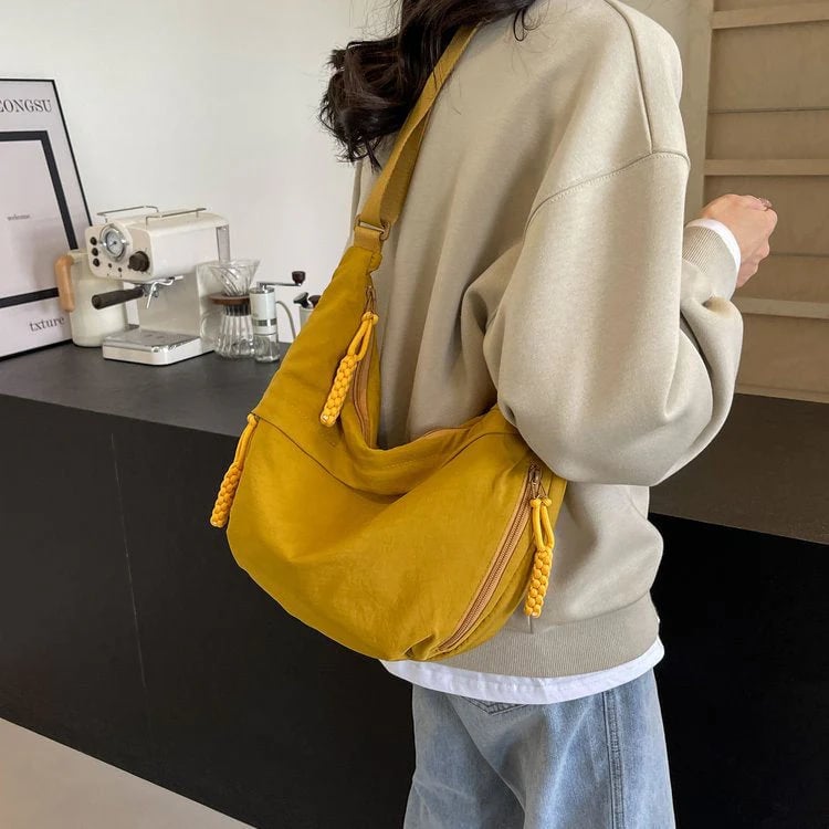 Designer Direct Sales👜Women's Fashion Plain Color Nylon Crossbody Hobo Bag
