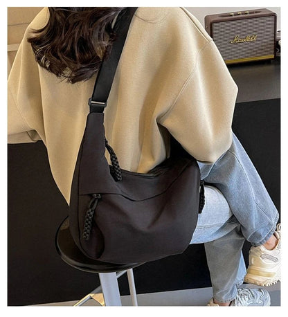 Designer Direct Sales👜Women's Fashion Plain Color Nylon Crossbody Hobo Bag