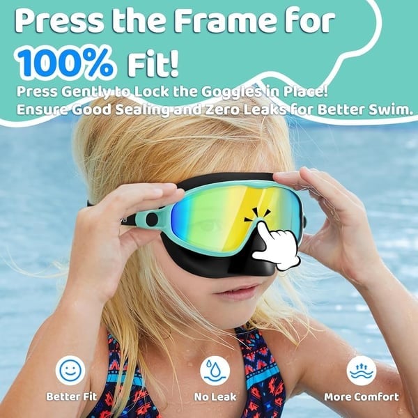 🏊‍♀️Buy 1 Get 1 Free🏊‍♀️-HD children's large frame waterproof and anti-fog swimming goggles