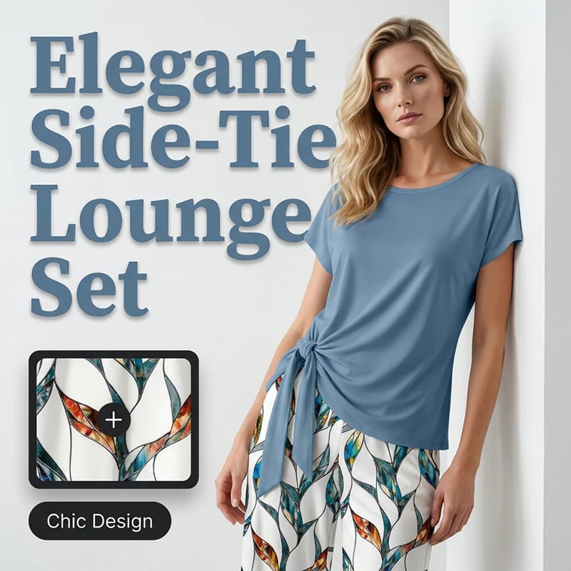 👚  NOW! 🌸 Women's Side-Tie Top & Patterned Pants Set – Flowy, adjustable fit & perfect for summer vacations or resort wear 👖