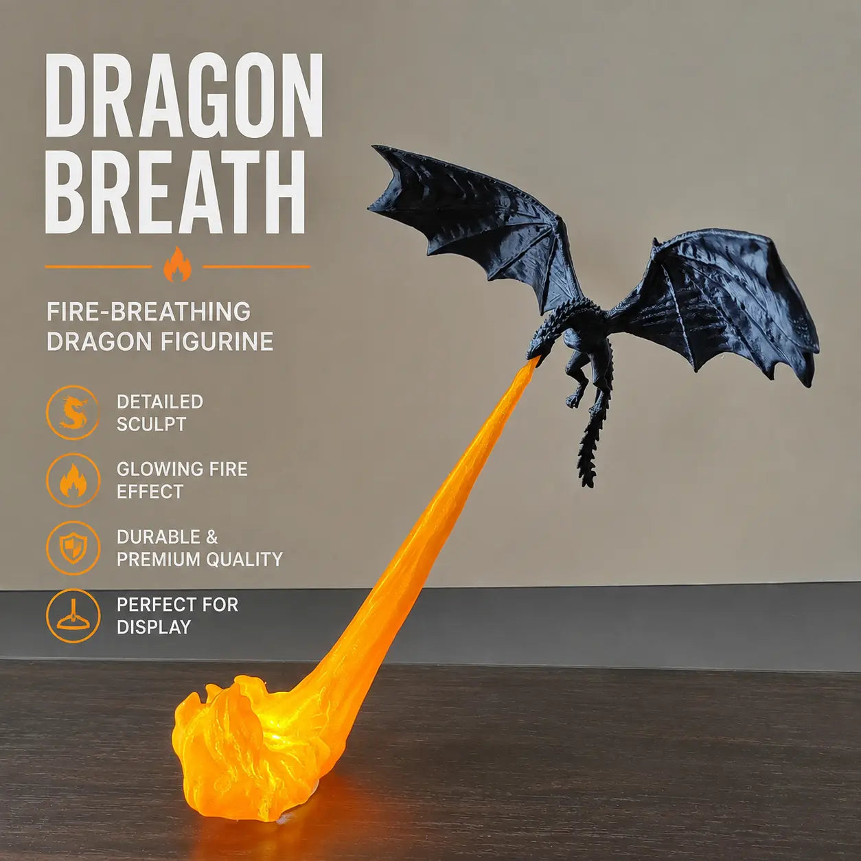 3D-Printed Illuminated Dragon Flame Book Nook – Mystical Fantasy Bookshelf Décor