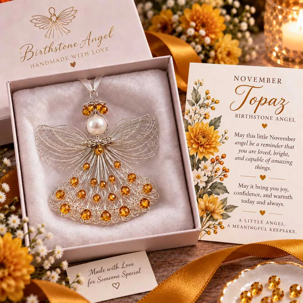 ⏳ Last Day 48% OFF – 👼Handmade Birthstone Angel Wire Ornament |12 Meaningful Birthstone Colors with Keepsake Card ✨
