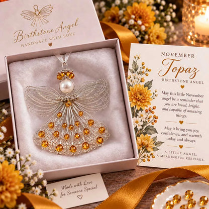 ⏳ Last Day 48% OFF – 👼Handmade Birthstone Angel Wire Ornament |12 Meaningful Birthstone Colors with Keepsake Card ✨
