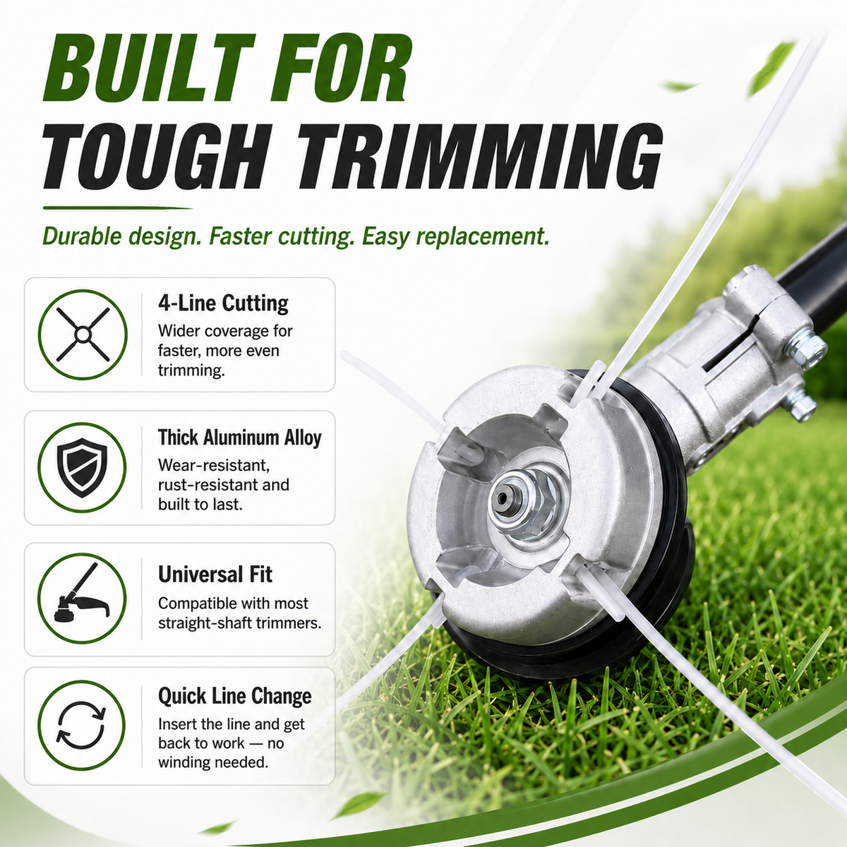 ⚙️ 48% OFF NOW! 🌿 Aluminum Trimmer Head – 4-Line Cutting & Universal Fit – Heavy-Duty & Easy Line Replacement 🏡