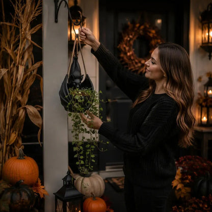 Gothic Bat Hanging Planter For Halloween Decor