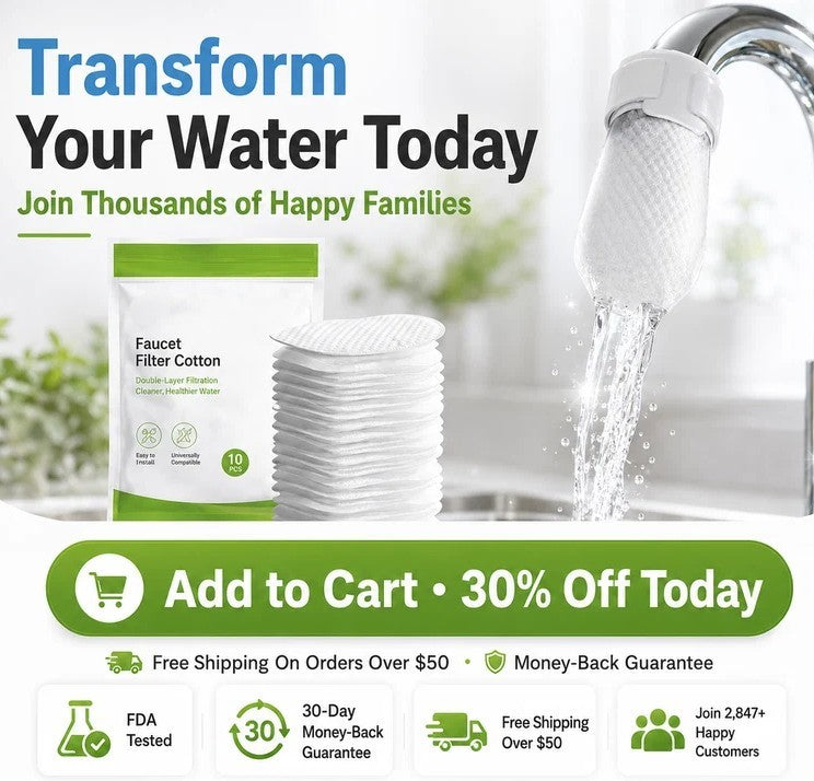 ⏰47%OFF⚡50K+ SOLD!💥Anti-Splash Kitchen Faucet Cotton Filter for Sediment & Rust Removal