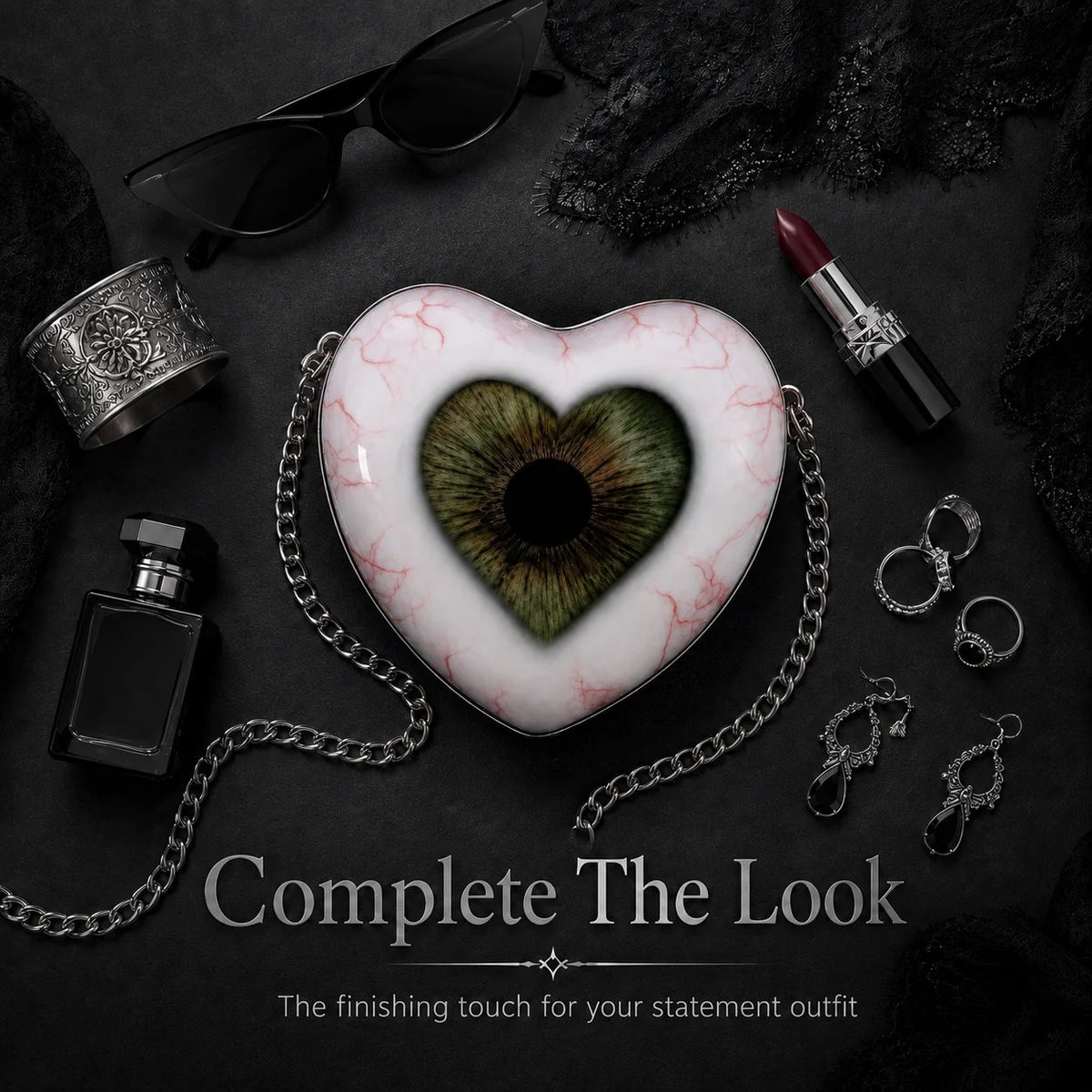 🔥Last Day 49% OFF 🖤👁 Gothic Heart Eye Statement Crossbody Bag