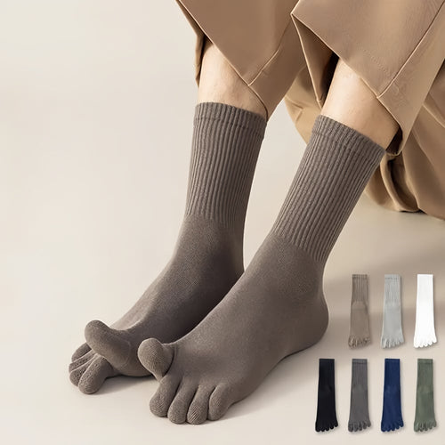 Five‐Toe Cotton Socks — Odor‐Control & Breathable