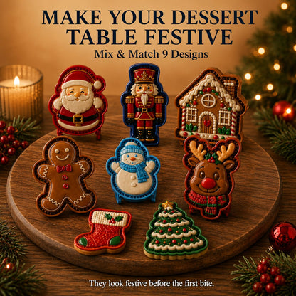 ⏳ Last Day 48% OFF – 🎄Christmas Mini Pie Mold Collection | Reusable Embossed Molds for Shaping Detailed Santa, Snowman, Reindeer, Tree & Holiday Pies 🥧✨