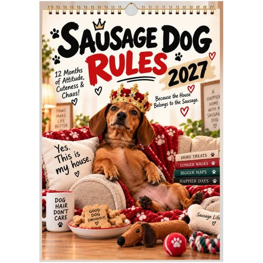 2027 Witty Dachshund A4 Wall Calendar