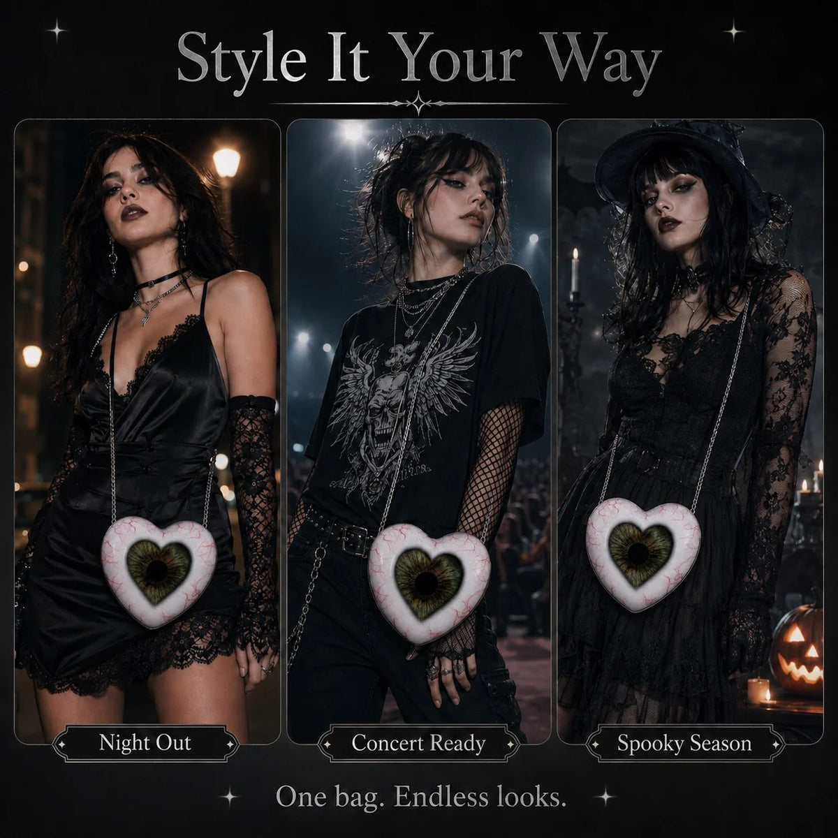 🔥Last Day 49% OFF 🖤👁 Gothic Heart Eye Statement Crossbody Bag