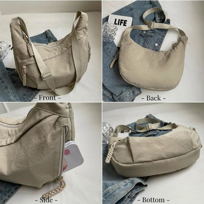 Designer Direct Sales👜Women's Fashion Plain Color Nylon Crossbody Hobo Bag