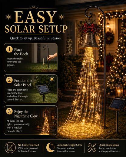 🔥Hot Sale 49% OFF🎄 Christmas Bell Cascade Solar Yard Light✨