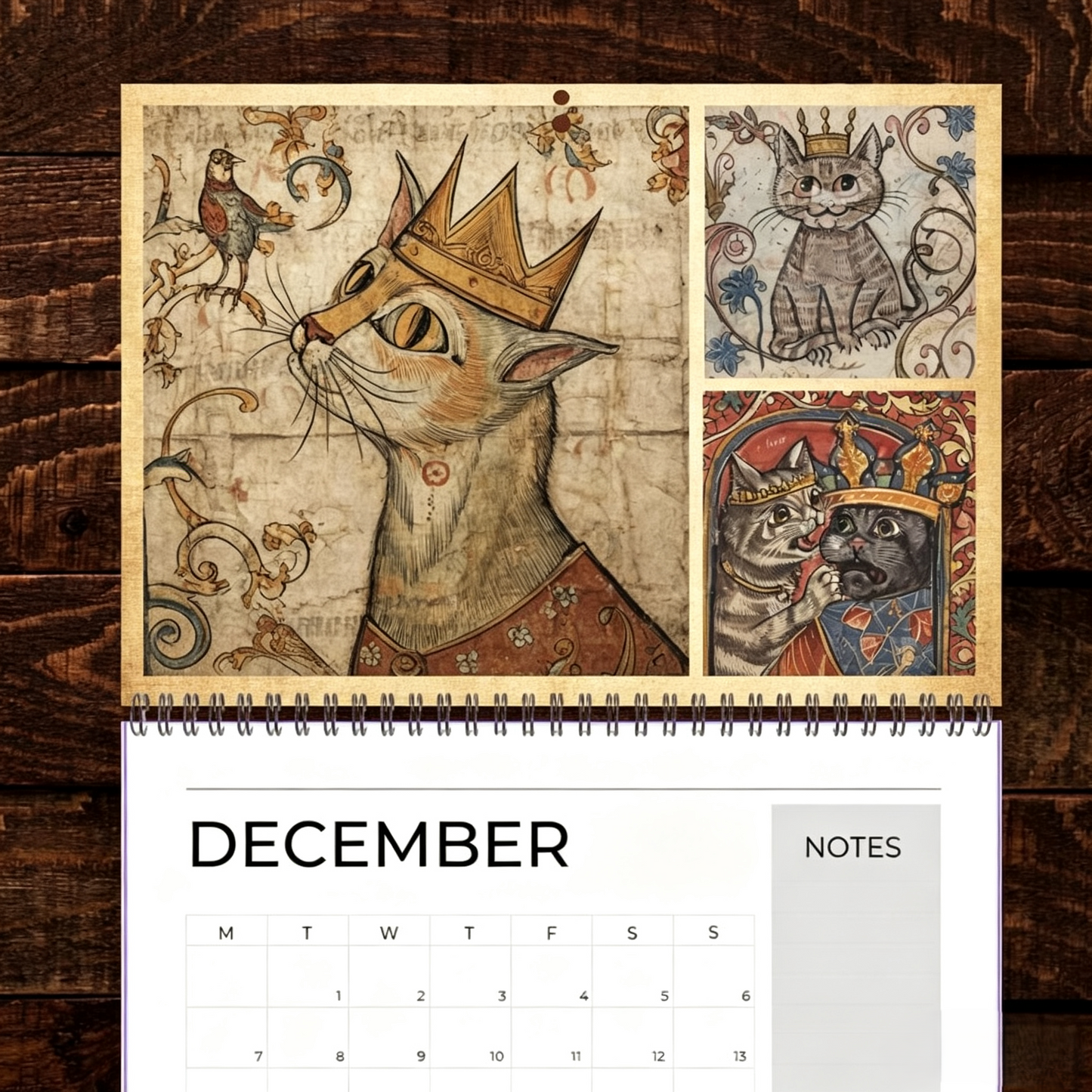 Medieval Cats with Crowns Calendar 2027