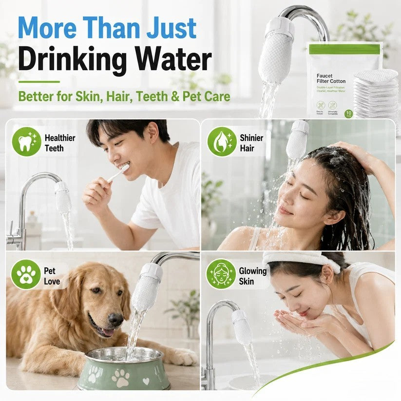 ⏰47%OFF⚡50K+ SOLD!💥Anti-Splash Kitchen Faucet Cotton Filter for Sediment & Rust Removal