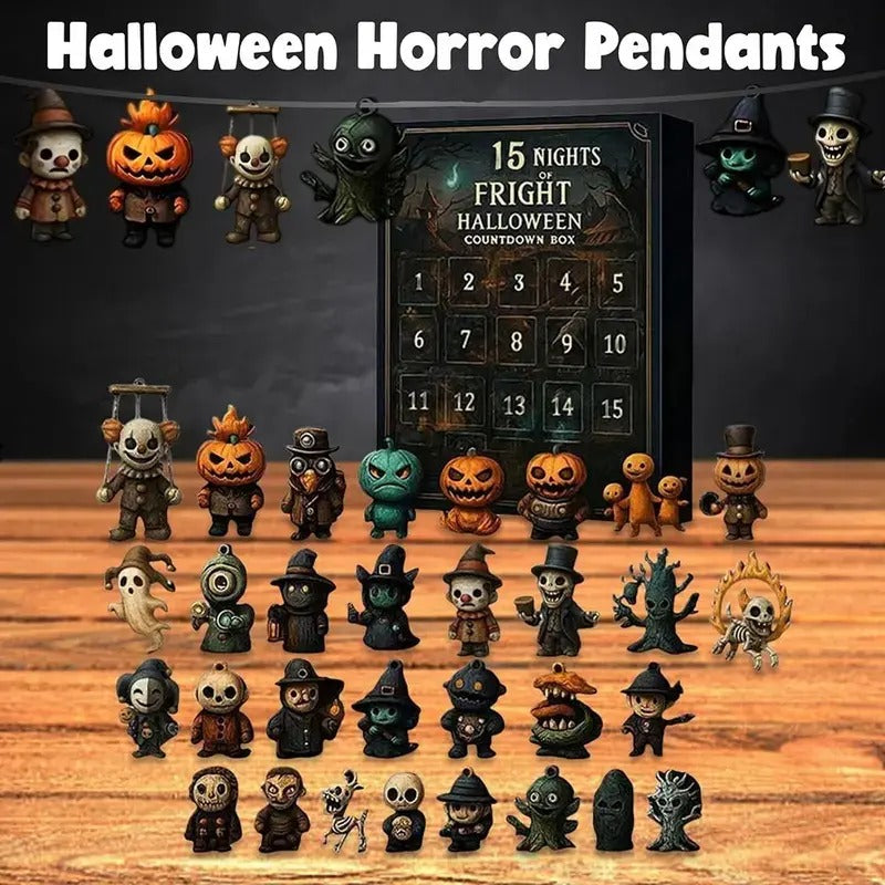 2026 Halloween Countdown Advent Calendar Gift Box - 31 Nights of Fright Blindbags Surprise Set, Scary Doll Collectible Minifigures, Hanging Charms, Mini Decorations, Festive Horror Vibe Gift for Horror Lovers with Daily Halloween Surprise