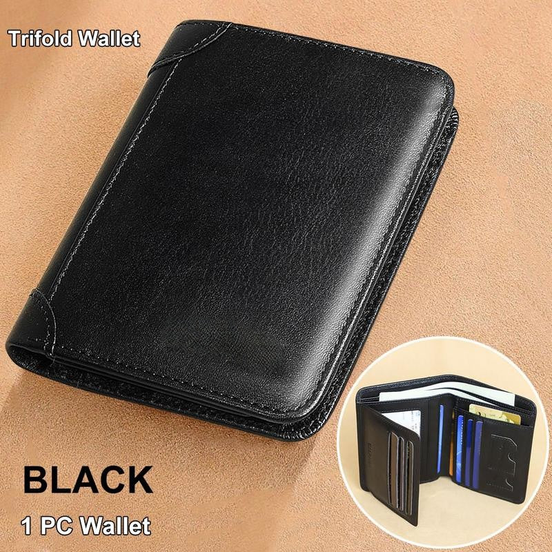 💖🌹Genuine Leather RFID Wallet for Men – Vintage Multi-Function ID & Card Holder