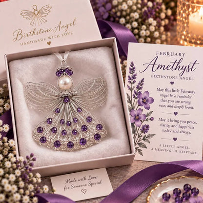 ⏳ Last Day 48% OFF – 👼Handmade Birthstone Angel Wire Ornament |12 Meaningful Birthstone Colors with Keepsake Card ✨