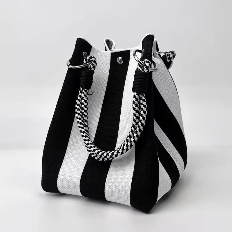 🏆👜 Limited-Time Sale: 49% OFF 🌴 Boho Striped Knit Bucket Handbag for Women – Handmade Summer Beach Shoulder Bag