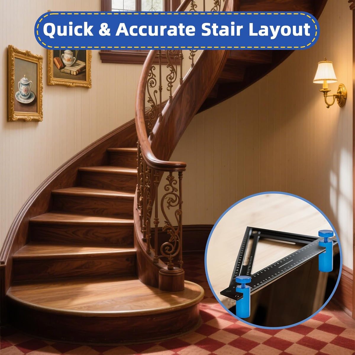 🛠️Tall Stair Gauges for Framing Square with Holder, for Carpentry Squares, Framing Jig Circular Saw