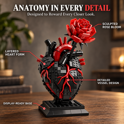 🌹My Heart Is Still Yours –🫀Gothic Flaming Heart Rose Gift Brick Set