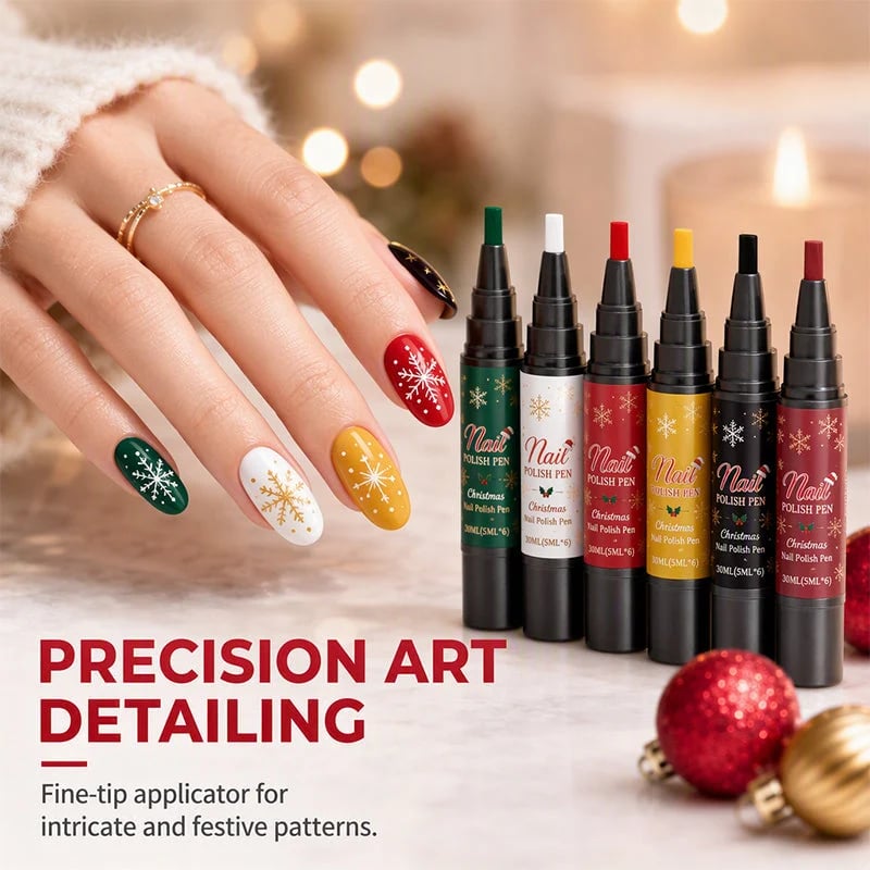 6-Color Christmas Nail Polish Pen Set
