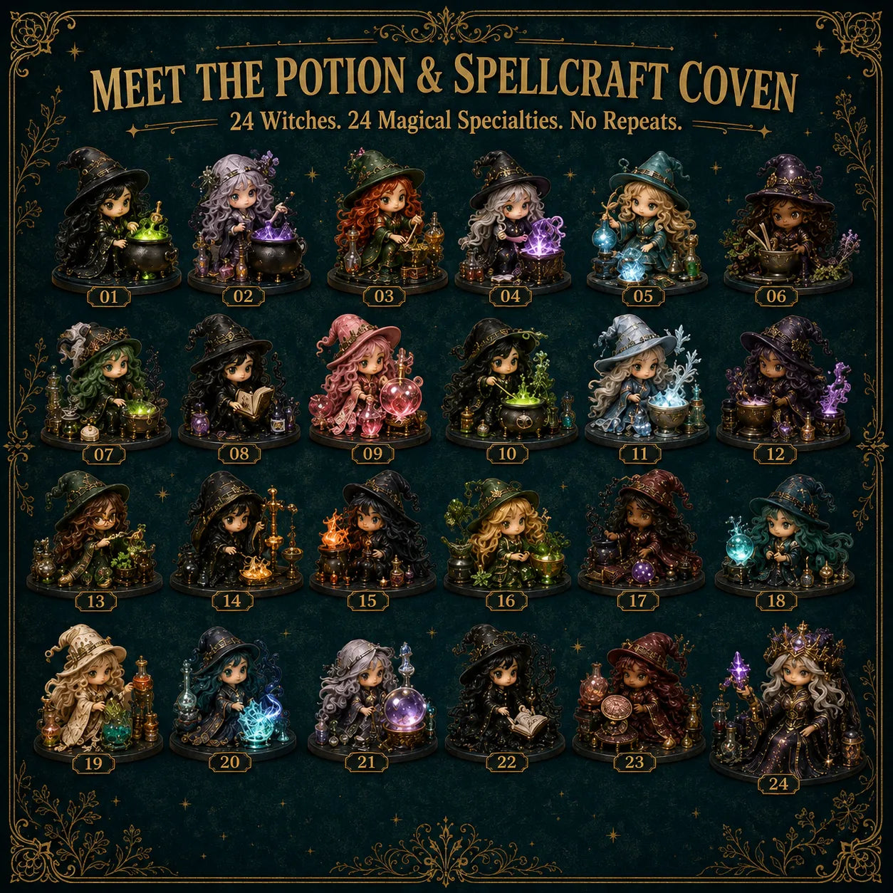 🧙‍♀️ LAST DAY 49% OFF – 24 Days Of Witchy Surprises Advent Calendar | 24 Unique Collectible Witches with Magical Themes, Mini Figures & Fantasy Display Collection ✨