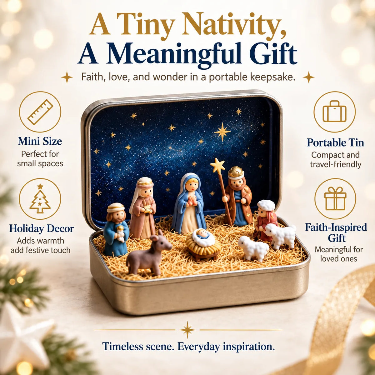 🔥Last Day 48% OFF - ✝️Religious Pocket-Size Mini Nativity Scene Set with Storage Box