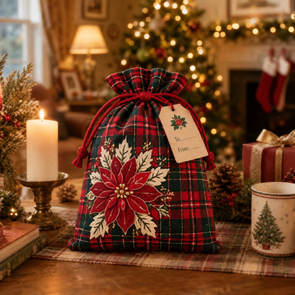 🎁 Wrap in Magic: Christmas Gift Sacks (6Pcs Santa & Reindeer Linen Drawstring Pouches)