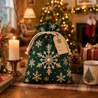 🎁 Wrap in Magic: Christmas Gift Sacks (6Pcs Santa & Reindeer Linen Drawstring Pouches)