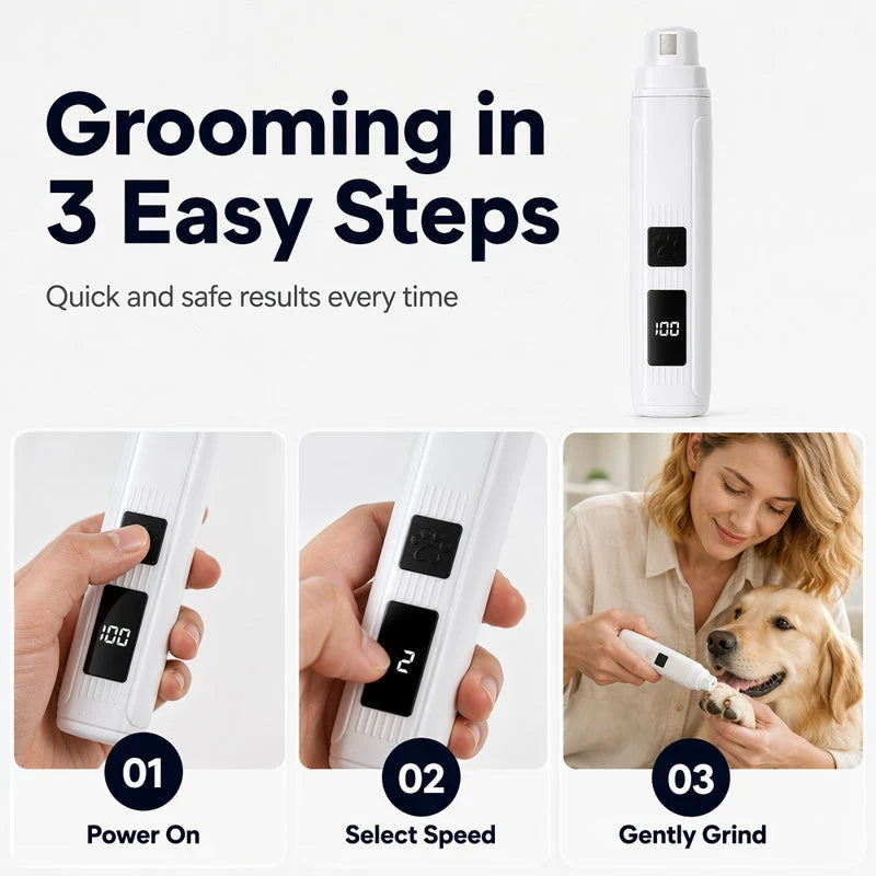 🥳2026 Hot Sale🥳💞50k+ Sold!🐶💨 50% Off! Electric Pet Nail Grinder – Whisper‑quiet, 3‑step Gentle Grinding. Led Power Display & Usb‑c Rechargeable – Stress‑free Grooming For Dogs & Cats! 🛡️✨