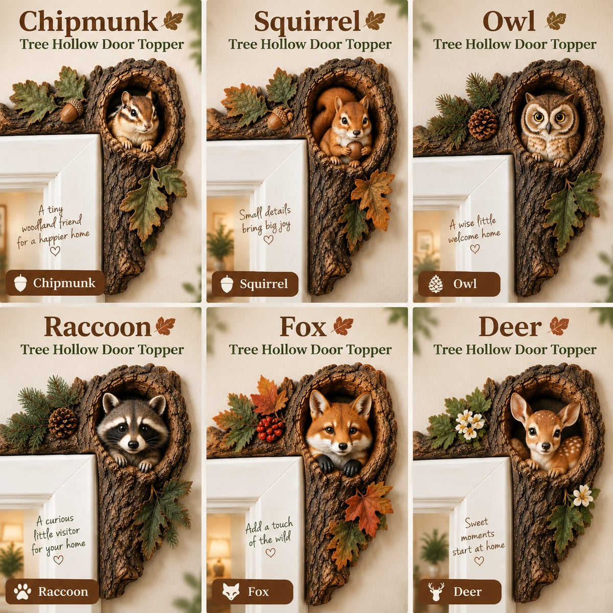 ⏰LAST DAY 49% OFF 🐿️ 3D Chipmunk Tree Hollow Door Topper | Woodland Animal Doorway Decor For Cozy Nature Homes