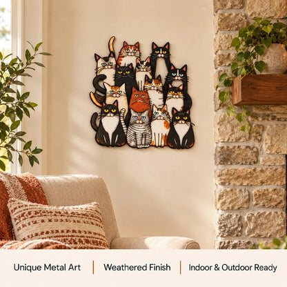 🐾Whimsical Cat Family Metal Wall Art